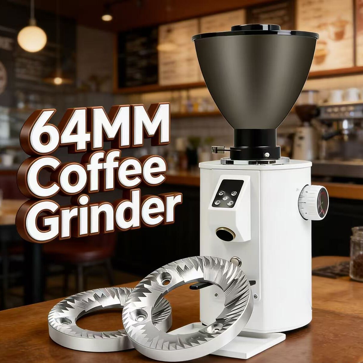 Coffee Grinder Burr Flat - Macinacaffè Elettrico Commerciale con Macine Piatte
